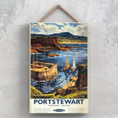 P1060 - Poster originale della National Railway di Portstewart su una targa con decorazioni vintage