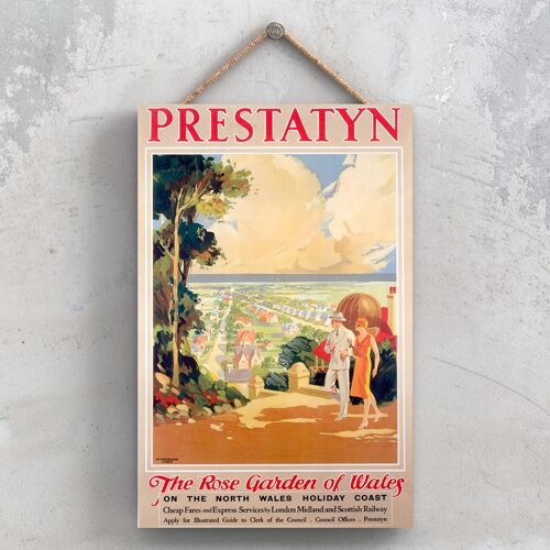 P1061 - Prestatyn Rose Garden Original National Railway Poster On A Plaque Vintage Decor