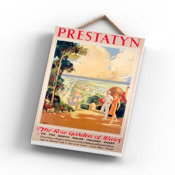 P1061 - Prestatyn Rose Garden Affiche originale des chemins de fer nationaux sur une plaque Décor vintage 3