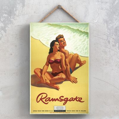 P1063 - Coppia di Ramsgate Poster originale della ferrovia nazionale su una targa con decorazioni vintage