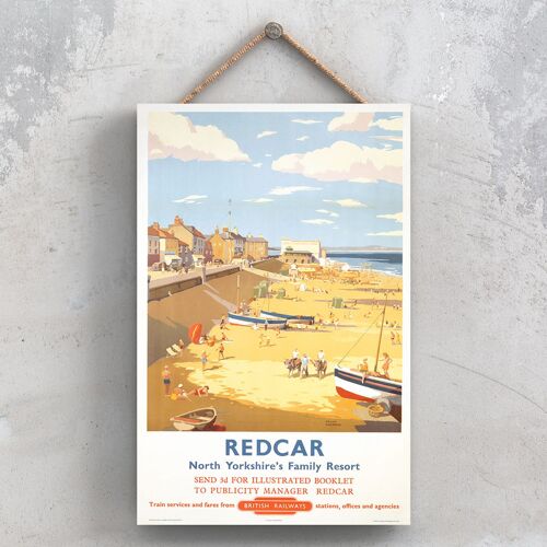 P1068 - Redcar North Yorkshire Family Resort Original National Railway Poster On A Plaque Vintage Decor