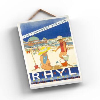 P1070 - Rhyl Childrens Paradise Affiche originale des chemins de fer nationaux sur une plaque décor vintage 2