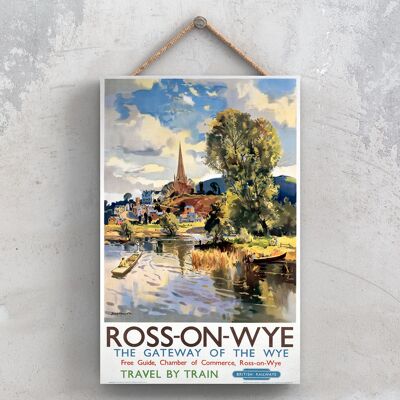 P1076 - Ross On Wye Gateway Poster originale della National Railway su una targa con decorazioni vintage
