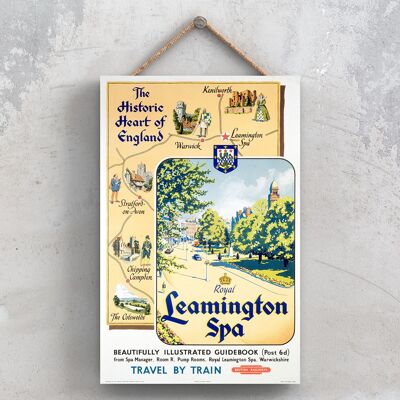 P1078 - Royal Leamington Spa Historic Heart Poster originale della National Railway su una targa con decorazioni vintage