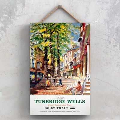 P1080 - Póster original del ferrocarril nacional Royal Tunbridge Wells en una placa con decoración vintage