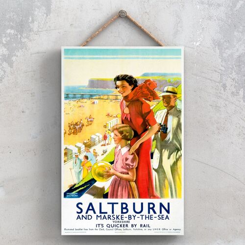 P1082 - Saltburn Marske By The Sea Yorkshire Original National Railway Poster On A Plaque Vintage Decor