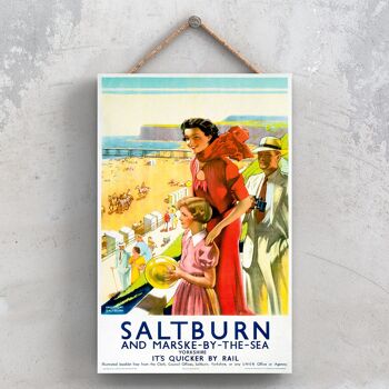 P1082 - Saltburn Marske By The Sea Yorkshire Affiche originale des chemins de fer nationaux sur une plaque Décor vintage 1