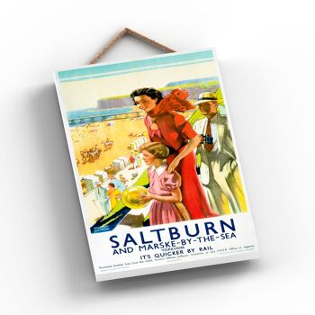 P1082 - Saltburn Marske By The Sea Yorkshire Affiche originale des chemins de fer nationaux sur une plaque Décor vintage 2