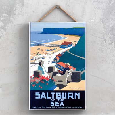 P1084 - Saltburn Sea Original National Railway Poster auf einer Plakette im Vintage-Dekor