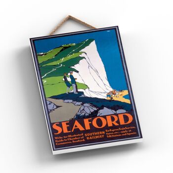 P1090 - Affiche originale des chemins de fer nationaux de Seaford Cliffs sur une plaque décor vintage 2