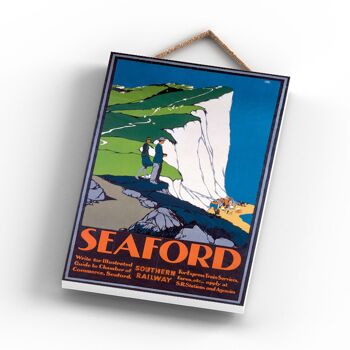 P1090 - Affiche originale des chemins de fer nationaux de Seaford Cliffs sur une plaque décor vintage 3