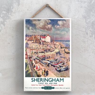 P1094 – Sheringham Twixt Sea Pine Original National Railway Poster auf einer Plakette im Vintage-Dekor