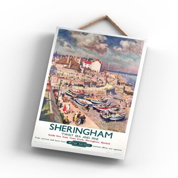 P1094 - Sheringham Twixt Sea Pine Affiche originale des chemins de fer nationaux sur une plaque décor vintage 3