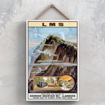 P1100 - Snowdon Lms Poster originale della National Railway su una placca Decor vintage