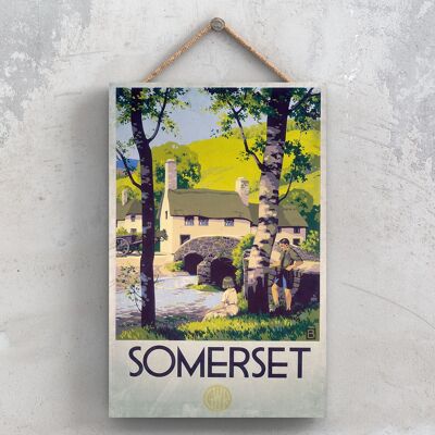 P1101 - Somerset Bridge Original National Railway Poster auf einer Plakette im Vintage-Dekor