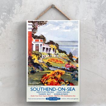 P1105 - Southend On Sea Affiche originale des chemins de fer nationaux sur une plaque décor vintage 1