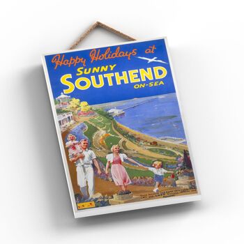 P1106 - Southend On Sea Sunny Affiche originale des chemins de fer nationaux sur une plaque décor vintage 2