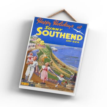 P1106 - Southend On Sea Sunny Affiche originale des chemins de fer nationaux sur une plaque décor vintage 3