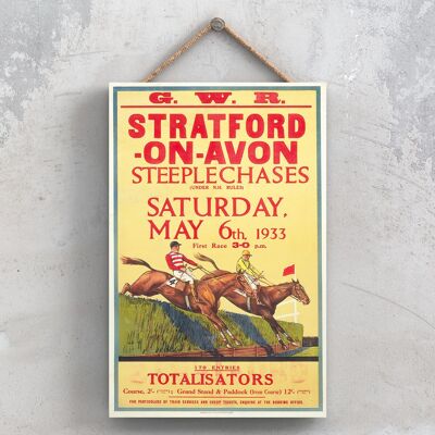P1115 - Afiche original del Ferrocarril Nacional de las carreras de Stratford en una placa con decoración vintage