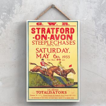 P1115 - Stratford Races Affiche originale des chemins de fer nationaux sur une plaque décor vintage 1