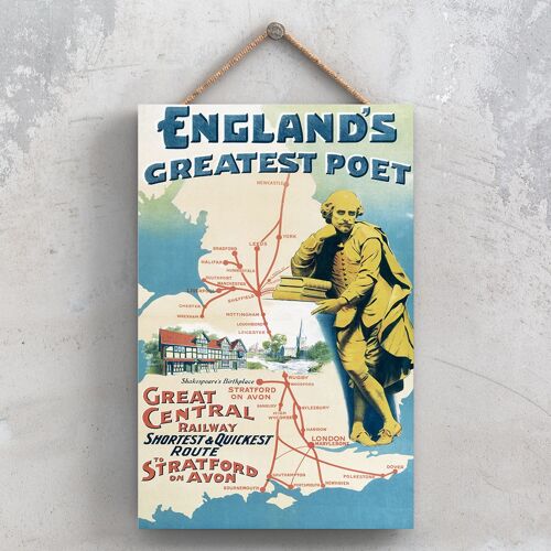P1116 - Stratford Upon Avon Englands Greatest Poet Original National Railway Poster On A Plaque Vintage Decor