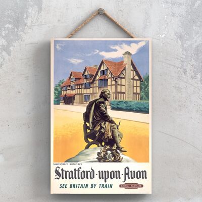 P1117 - Stratford Upon Avon Shakespears Birthplace Original National Railway Poster su una targa Vintage Decor