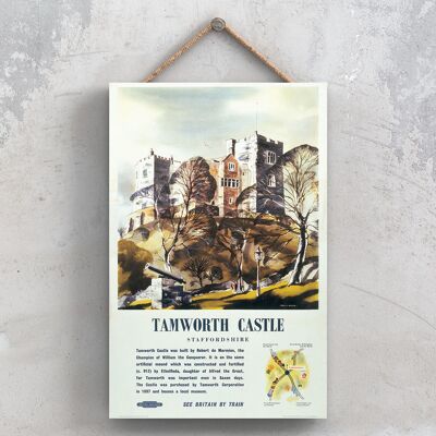 P1123 - Tamworth Castle Original National Railway Poster On A Plaque Vintage Decor