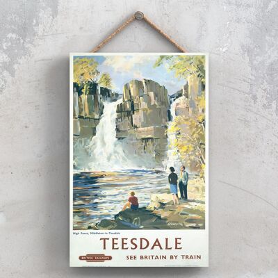 P1126 - Teesdale High Force Middleton In Teeside Original National Railway Poster On A Plaque Vintage Decor