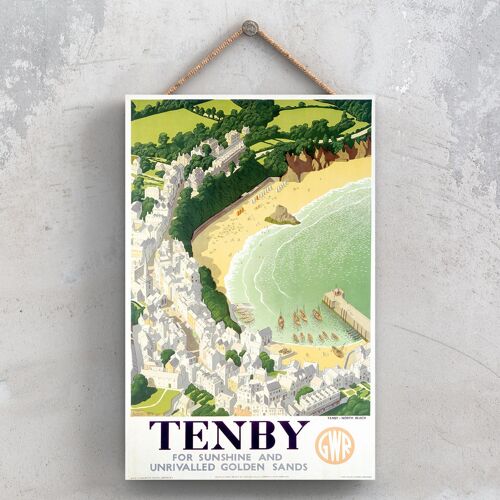 P1127 - Tenby North Beach Original National Railway Poster On A Plaque Vintage Decor