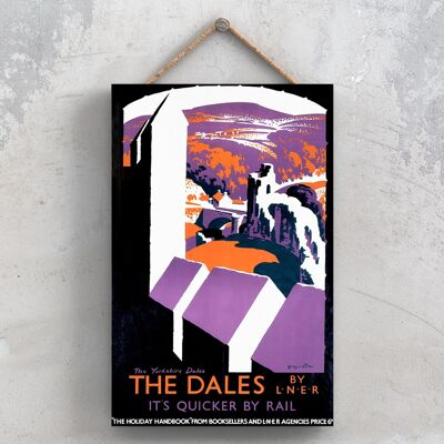 P1133 - The Dales Yorkshire Poster originale della National Railway su una targa con decorazioni vintage