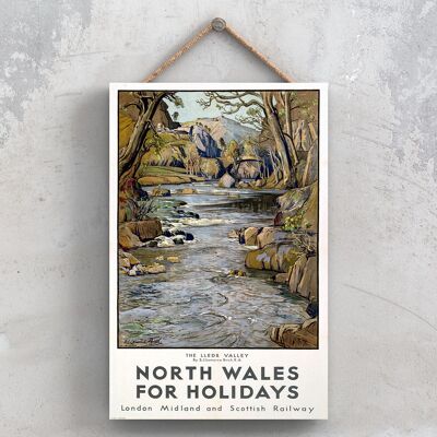P1140 - The Lledr Valley North Wales Poster originale della ferrovia nazionale su una targa con decorazioni vintage