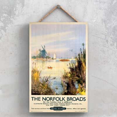 P1141 - The Norfolk Broads Holiday Poster originale della National Railway su una targa con decorazioni vintage