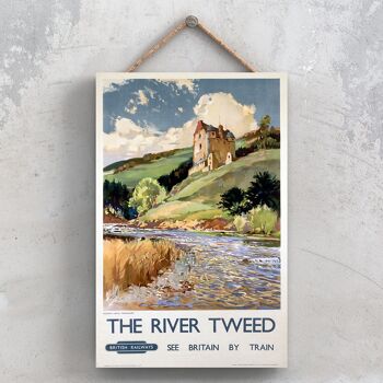 P1143 - La Rivière Tweed Affiche Originale Du Chemin De Fer National Sur Une Plaque Décor Vintage 1