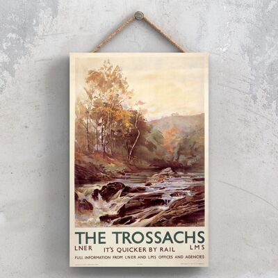 P1144 - The Trossachs Lms Poster originale delle ferrovie nazionali su una targa con decorazioni vintage