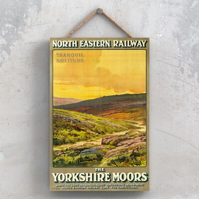 P1145 - The Yorkshire Moors Original National Railway Poster auf einer Plakette im Vintage-Dekor