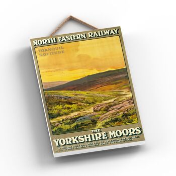 P1145 - Affiche originale des chemins de fer nationaux du Yorkshire Moors sur une plaque décor vintage 2