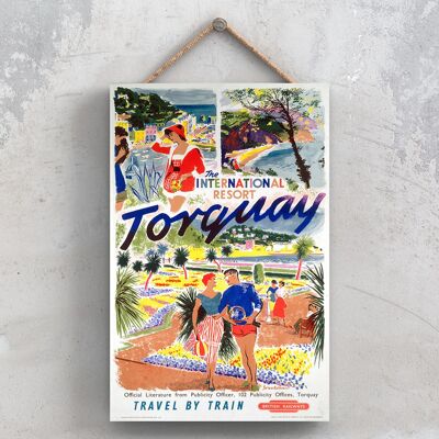 P1146 - Torquay International Original National Railway Poster su una placca Decor vintage