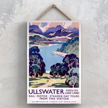 P1151 - Ullswater Rail Motor Steamer Affiche originale des chemins de fer nationaux sur une plaque décor vintage 1