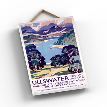 P1151 - Ullswater Rail Motor Steamer Affiche originale des chemins de fer nationaux sur une plaque décor vintage 2
