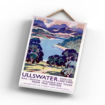 P1151 - Ullswater Rail Motor Steamer Affiche originale des chemins de fer nationaux sur une plaque décor vintage 3