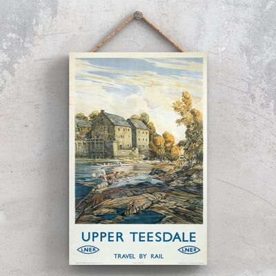 P1152 - Upper Teesdale Poster originale della National Railway su una targa con decorazioni vintage
