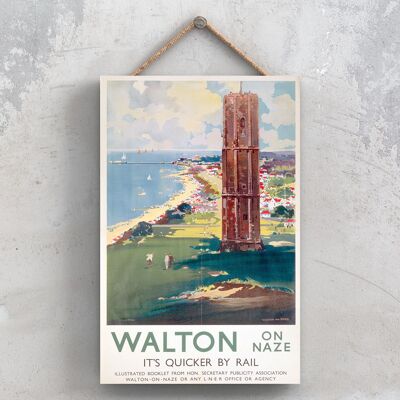 P1155 - Walton On Naze Poster originale della National Railway su una targa con decorazioni vintage