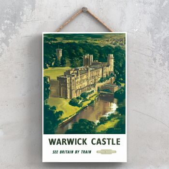 P1156 - Warwick Castle British Railways Affiche originale des chemins de fer nationaux sur une plaque décor vintage 1
