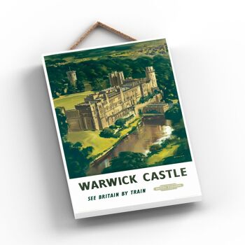 P1156 - Warwick Castle British Railways Affiche originale des chemins de fer nationaux sur une plaque décor vintage 2