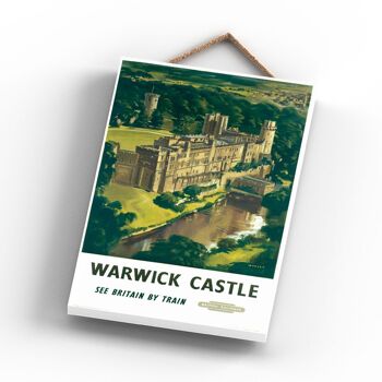 P1156 - Warwick Castle British Railways Affiche originale des chemins de fer nationaux sur une plaque décor vintage 3