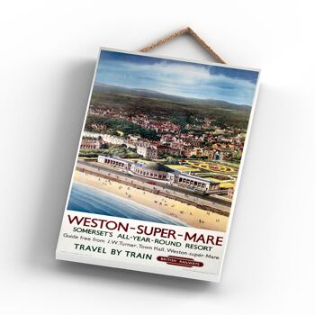 P1158 - Weston Super Mare All Year Affiche originale des chemins de fer nationaux sur une plaque décor vintage 3