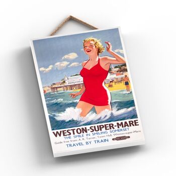 P1159 - Weston Super Mare Pier Affiche originale des chemins de fer nationaux sur une plaque décor vintage 2