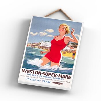 P1159 - Weston Super Mare Pier Affiche originale des chemins de fer nationaux sur une plaque décor vintage 3