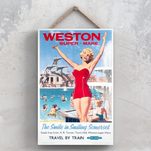 P1161 - Weston Super Mare Somerset Original National Railway Poster On A Plaque Vintage Decor