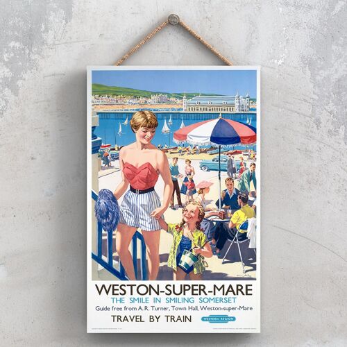 P1162 - Weston Super Mare The Smile Original National Railway Poster On A Plaque Vintage Decor